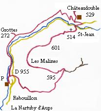 Rebouillon - Châteaudouble - circuit en rouge