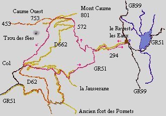 Revest-les-Eaux - Mont Caume - circuit en rouge