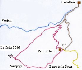 Montagne de Robion - circuit en rouge