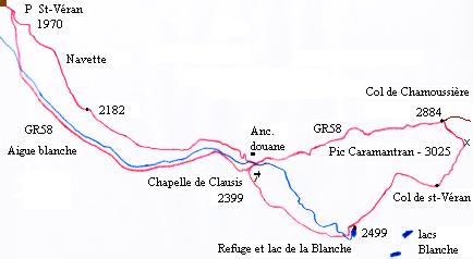 St-Véran, Pic de Caramantran - circuit en rouge