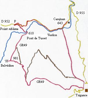 Carajuan - Trigance - Point sublime - circuit en rouge